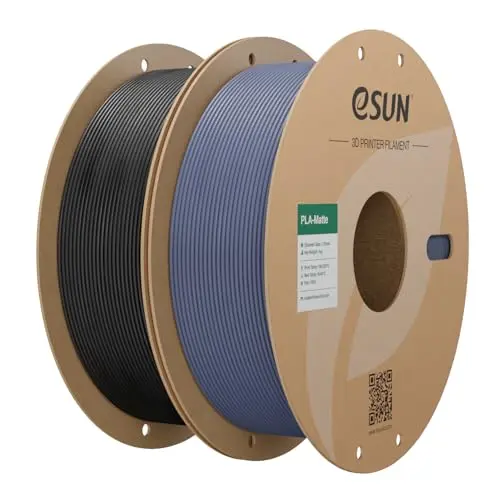 eSUN Matte PLA Filament 1,75mm, 2x 1kg, Dunkelschwarz & Dunkelgrau, matte Textur für 3D-Drucker