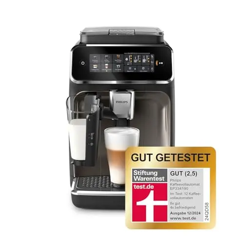 Philips 3300 Series Kaffeevollautomat mit Touchscreen, LatteGo, Keramikmahlwerk und AquaClean