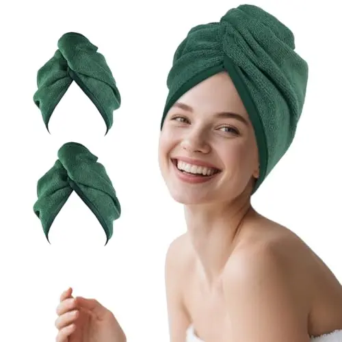 Poyday Mikrofaser-Haarhandtuch, 2 Stück, super saugfähig und weich, Anti-Frizz-Turban für Damen und Mädchen