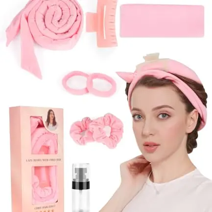 Lockenwickler ohne Hitze, Samt Haarband für gleichmäßige Wellen, Übernacht-Curls für mittellanges Haar