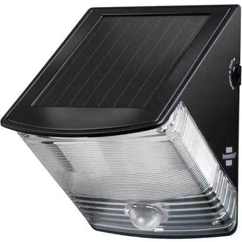 Brennenstuhl LED Solarlampe mit Bewegungsmelder - Außenleuchte mit Solarpanel und Infrarot Sensor, schwarz