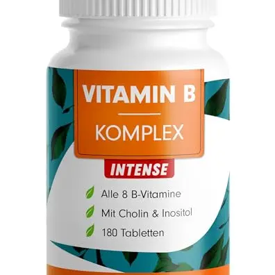 Vitamin B Komplex INTENSE - 180 Tabletten, alle 8 B-Vitamine + Co-Faktoren, vegan, laborgeprüft