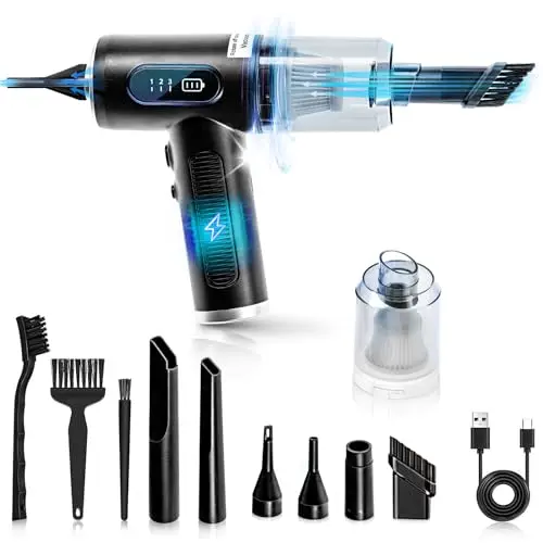 HEROCKX Elektrische Staubgebläse - Handgehaltenes Druckluftspray mit Akku und LED-Licht für PC und Auto