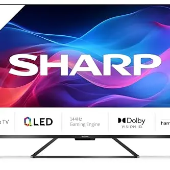 SHARP 50GR8265E - 50 Zoll 4K Ultra HD Smart QLED Fernseher mit Google TV - Für Gaming & Streaming