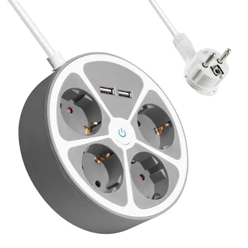 Realmade 4-Fach Steckdosenleiste mit 2 USB-A, 3m Kabel & Überspannungsschutz, Weiß
