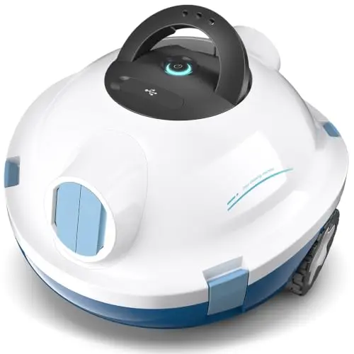 Bocxi Poolroboter – Kabelloser automatischer Poolsauger für Flachbecken bis 100 m², langlebig, selbstparkend, 120 Min. Laufzeit, weiß