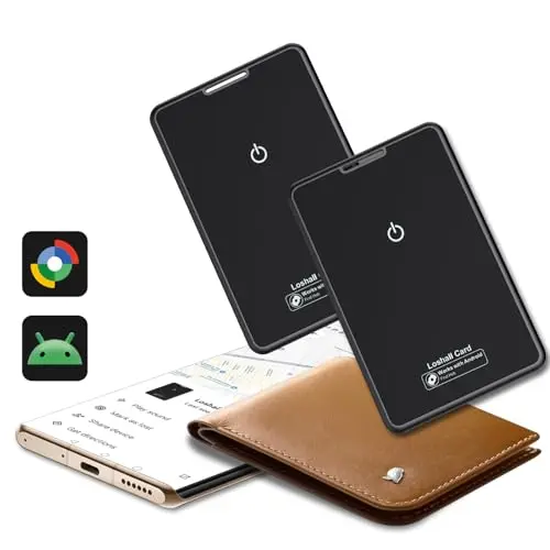 Android Wallet Tracker Karte 2er Pack, wasserfest IP68, kompatibel mit Google Find Hub, Schlüsselfinder für Geldbörse, Koffer & Gepäck