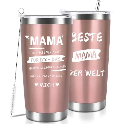 Personalisierter Thermobecher 600ml - Geschenkidee für Mama zum Muttertag, Geburtstag und Weihnachten