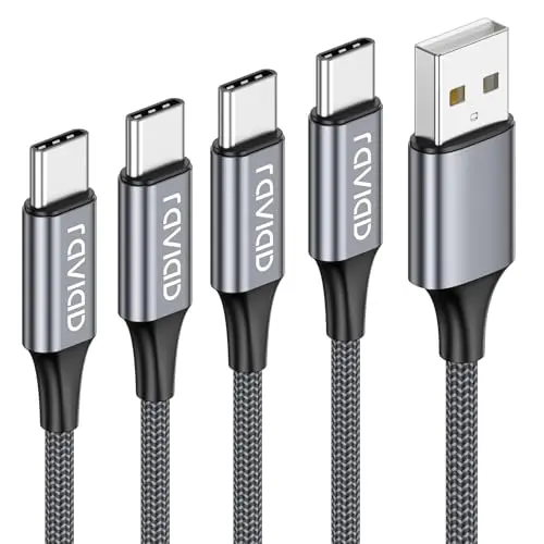 RAVIAD USB C Kabel Set (4 Stück: 0.5M, 1M, 2M, 3M) - Schnellladekabel für iPhone 15 Pro Max, Samsung Galaxy S24, Huawei P60