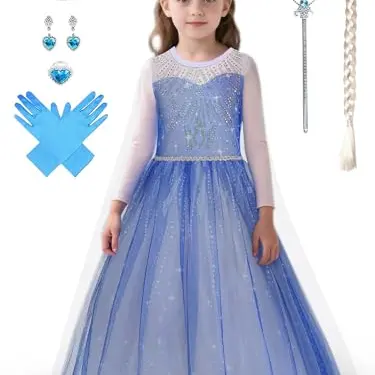 YYSSNM Prinzessinnenkleid für Mädchen mit Krone und Zauberstab - Cosplay-Kostüm