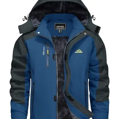 KEFITEVD Herren Skijacke Softshelljacke Warm Atmungsaktiv Denimblau 3XL