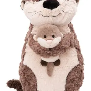 NICI Otter Kuscheltier Oda & Odalina 40 cm – 2-in-1 Kuschelkissen für Kinder & Erwachsene, beige & grau