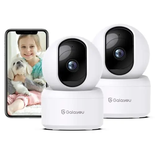 GALAYOU 2K Innenkamera, Babyphone und Haustierkamera mit WLAN und Zwei-Wege-Audio, kompatibel mit Alexa & Google Home