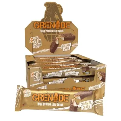 Grenade Proteinriegel Caramel Chaos – Proteinreich & Zuckerarm, 12 x 60 g