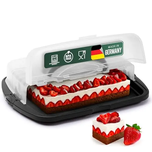 Novaliv Kuchen-Transportbox XL, rechteckig, 47 x 35 x 11 cm, aufklappbar, für Torten und Kuchen