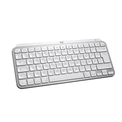 Logitech MX Keys Mini für Mac - Kompakte kabellose Tastatur mit Bluetooth und Hintergrundbeleuchtung, DEU QWERTZ, Pale Grey
