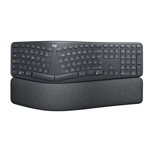 Logitech ERGO K860 kabellose ergonomische Tastatur - geteilte Tastatur mit Handballenauflage für Windows/Mac - Graphit