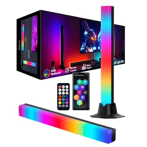 Meewata LED Lightbar 32 CM, RGB Lampe für Gaming Setup, Musik Sync und APP Steuerung, Ambient Beleuchtung für Zimmer