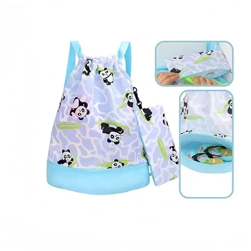 DOLAFO Kinder Rucksack mit Kordelzug – Wasserdichter Sportbeutel für Schule, Reisen und Schwimmen (blau)
