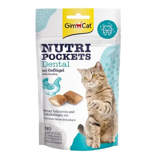 GimCat Nutri Pockets Dental - Knuspriger Katzensnack mit cremiger Füllung - 60 g