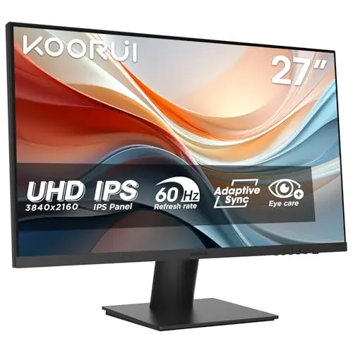 KOORUI 27 Zoll 4K Monitor mit IPS, HDMI, DisplayPort, HDR10, VESA, Eye Care