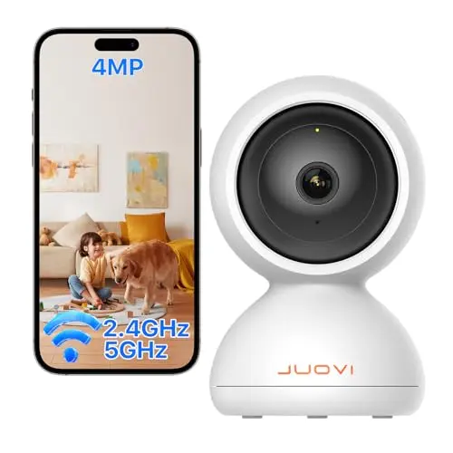 JUOVI 4MP Indoor Sicherheitskamera, 2.4/5 GHz WiFi, 360° Schwenk-Neige-Kamera für Baby & Haustier, Nachtsicht & 2-Wege-Audio