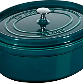 STAUB Cocotte Gusseisen Bräter Oval 31 cm 5,5 L Petrol-Blau
