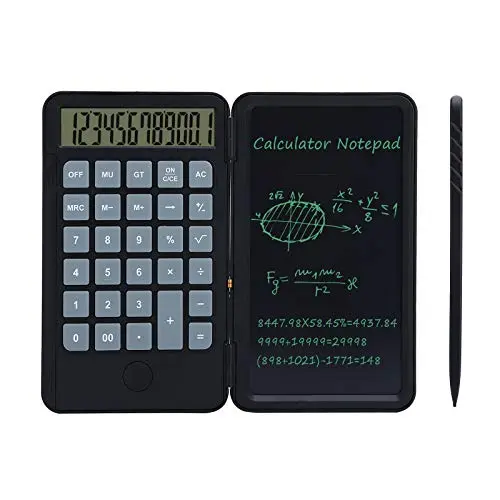 2-in-1 Taschenrechner und Notizblock mit 6,5 Zoll LCD und Ein-Tasten-Sperre für Büro und Schule