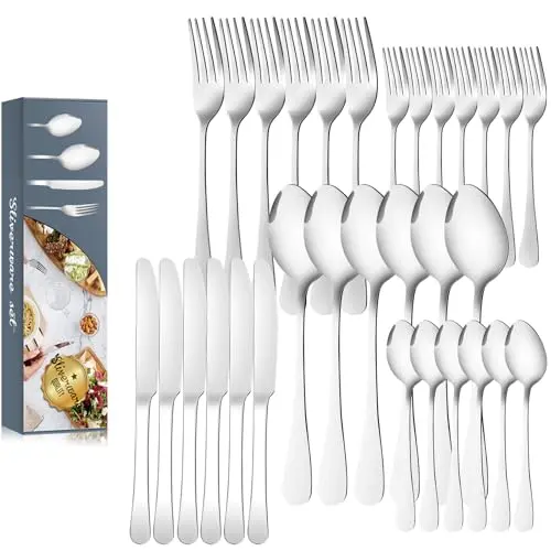 Yozexin 30-teiliges Besteckset für 6 Personen, Edelstahl, spülmaschinenfest, ideal für Haus, Party und Restaurant