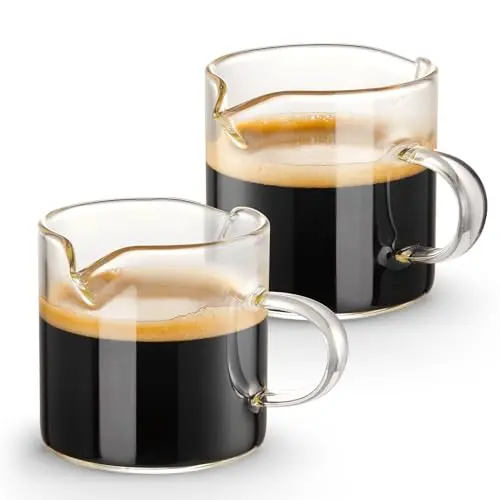 Qipecedm Espresso Tassen 2er-Set, Klarglas Milchbecher mit Griff für Espresso