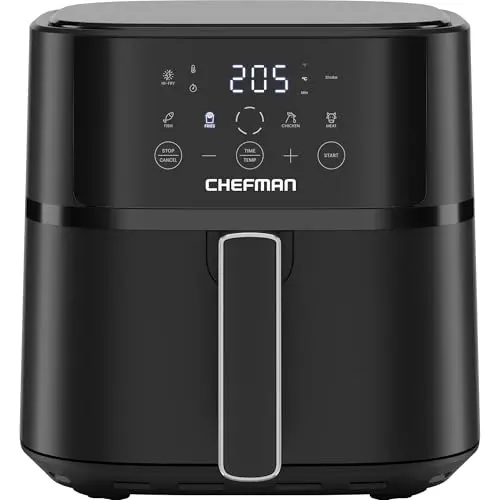 Chefman 5,7L Heißluftfritteuse, kompakt mit Touch Controls und 4 Voreinstellungen - Schwarz