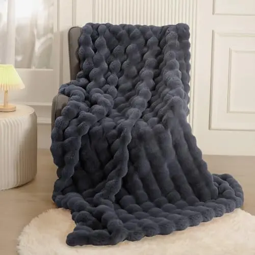 Gezu Kuscheldecke Grau 180x200cm Super Weich Flanell Luxus Wohndecke Für Sofa und Bett