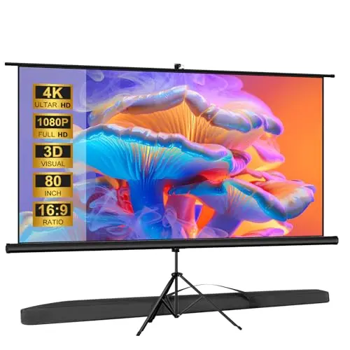 VISULAPEX 80" Leinwand Beamer mit Stativ 16:9 für Heimkino und Events
