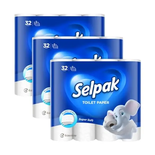Selpak Toilettenpapier, 3-lagig, 96 Rollen, extra weich & stark, 100% Zellulose, 140 Blatt pro Rolle