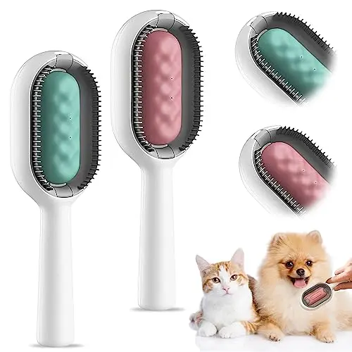 KFDDRN 2er Set Katzenbürste für Kurzhaar – 4 in 1 Bürste für Fellpflege und Haarentfernung, ideal für Massage und Pflege