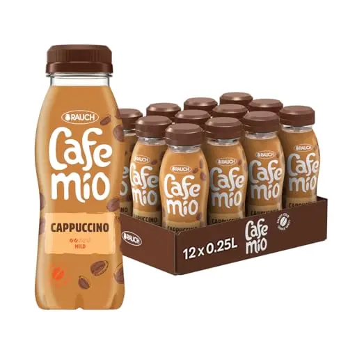 Cafemio Cappuccino To-Go | Eiskaffee-Genuss mit Alpenmilch | 12x 250ml PET