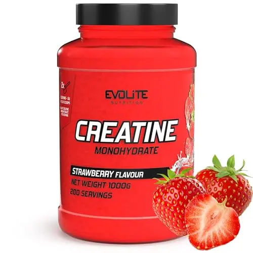 Evolite Creatin Monohydrat 1kg - Geschmacksneutrales, veganes Pulver für 200 Portionen