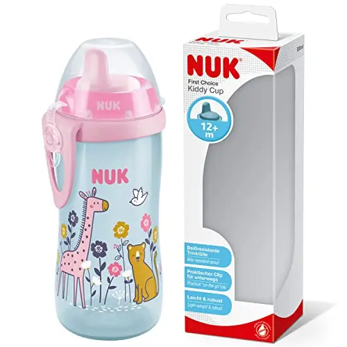 NUK Kiddy Cup Becher für Kleinkinder | 12+ Monate | 300 ml | Auslaufsicher | Pink