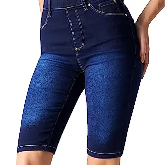 CityComfort Damen Knie-Jeggings, Stretch Skinny Capri Jeans in Dunkelblau