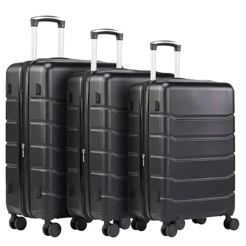 DUMOS 3tlg. Hartschalenkofferset Trolley Gepäck Reisekoffer mit 4 Rollen und Teleskopgriff