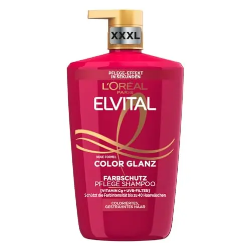 L'Oréal Paris Elvital XXL Farbschutz Shampoo, 1000 ml – Für coloriertes Haar mit Pfingstrosen-Extrakt