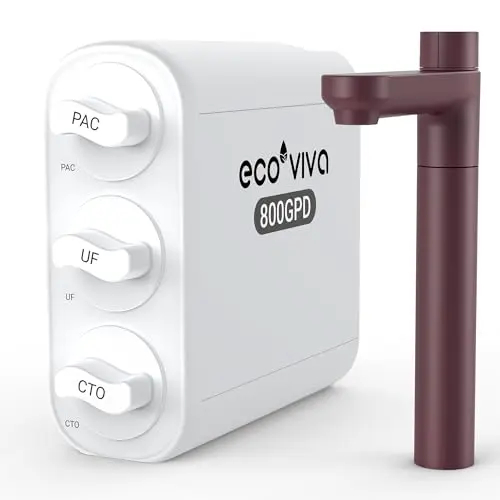 Ecoviva Untertisch Wasserfilter - Ultrafiltration, NSF Zertifiziert, entfernt Schwermetalle, mit Braunem Wasserhahn