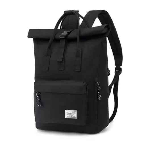 TANTOMI Rolltop Laptop Rucksack 15,6 Zoll, wasserdicht für Schule, Freizeit und Reisen