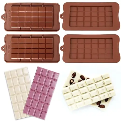 LDERFIV 4er Set Silikon Schokoladenformen - Mini Antihaft Backform für Schokolade und Süßigkeiten