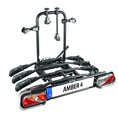 EUFAB 11556 Fahrradträger AMBER 4 für E-Bikes, für 4 Fahrräder, Anhängerkupplung, Schwarz