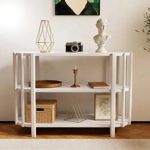 WODHMIEY Ovaler Couchtisch Skandinavisch Modern für Kleine Räume (Weiß)