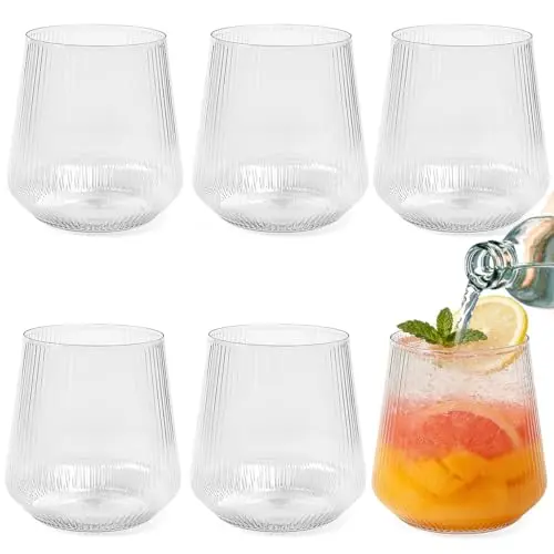 Vunanvu 6er Set Wassergläser 340ml - Stielose Weingläser aus Kunststoff, Spülmaschinenfest, BPA-frei, Wiederverwendbar