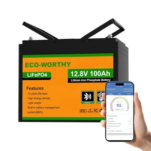 ECO-WORTHY 12V 100Ah LiFePO4 Lithium-Batterie mit Bluetooth für Wohnmobile und Wohnwagen