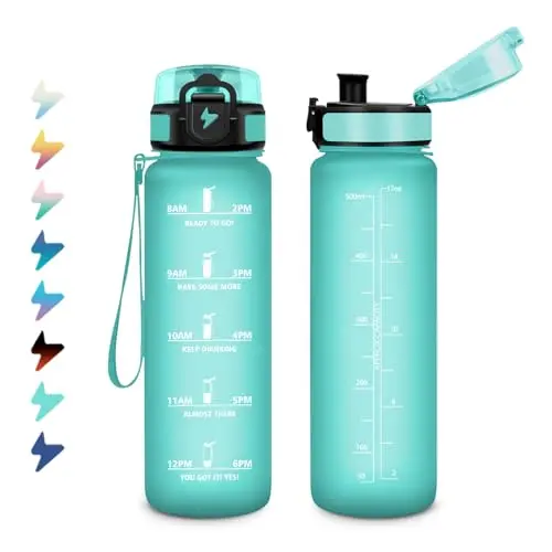 Trinkflasche 500ml mit Zeitmarkierung, Auslaufsicher, für Kinder, geeignet für Sport, Schule, Radfahren, Kohlensäure