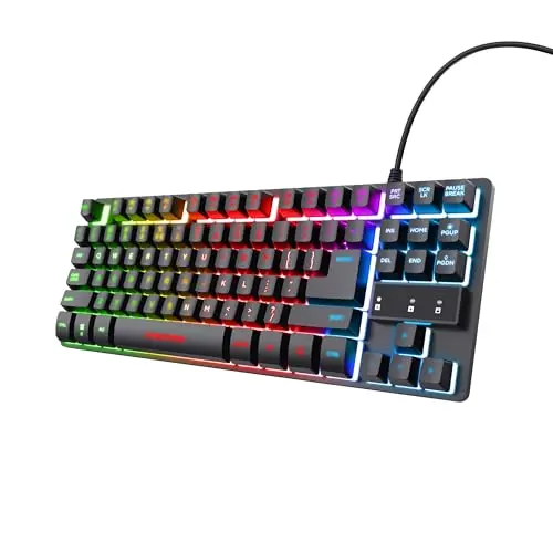 Trust Gaming GXT 833 Thado - TKL Gaming Tastatur mit RGB-Beleuchtung und 12 Media-Tasten